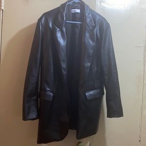 Big flaux leather blazer